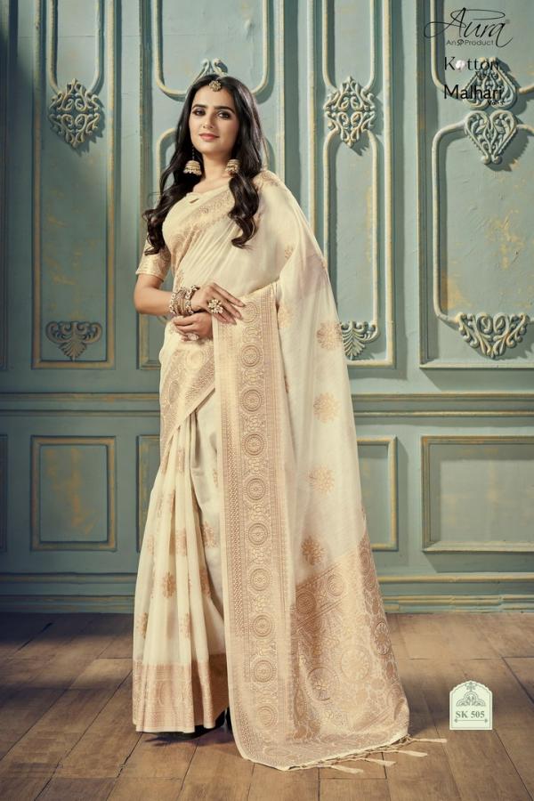 Aura Malhari Vol 5 Soft Cotton with Weaving Border Saree Collection